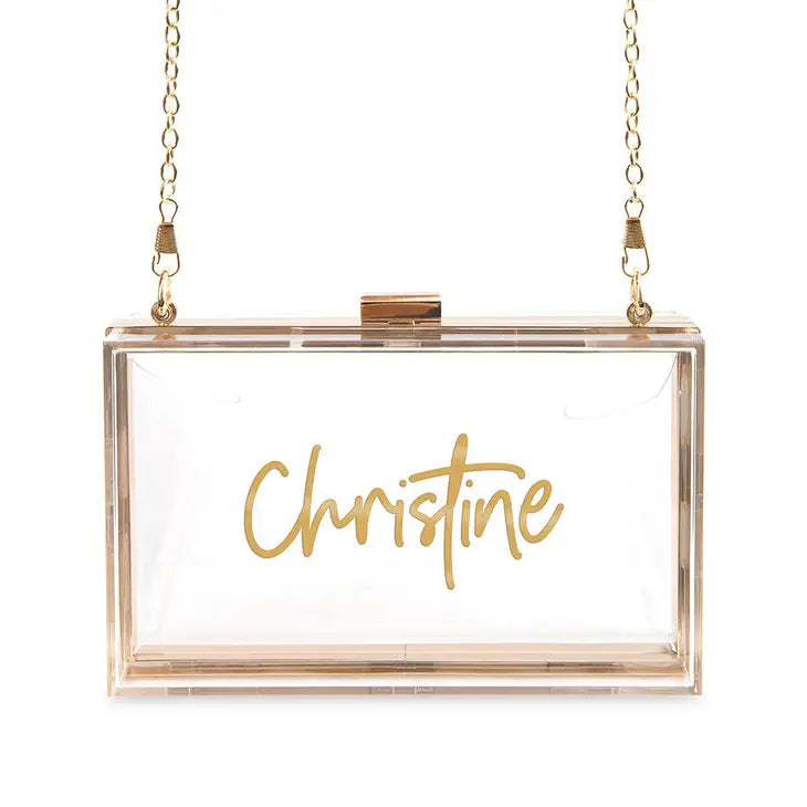 Personalized Acrylic Box Clutch - Script Font