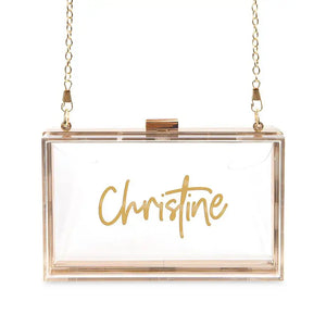 Personalized Acrylic Box Clutch - Script Font