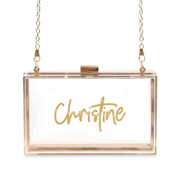 Personalized Acrylic Box Clutch - Script Font