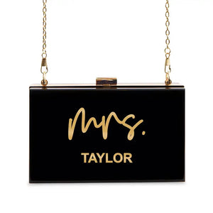 Personalized Acrylic Box Clutch - Mrs. Script