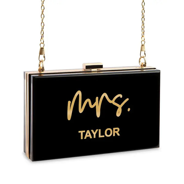 Personalized Acrylic Box Clutch - Mrs. Script