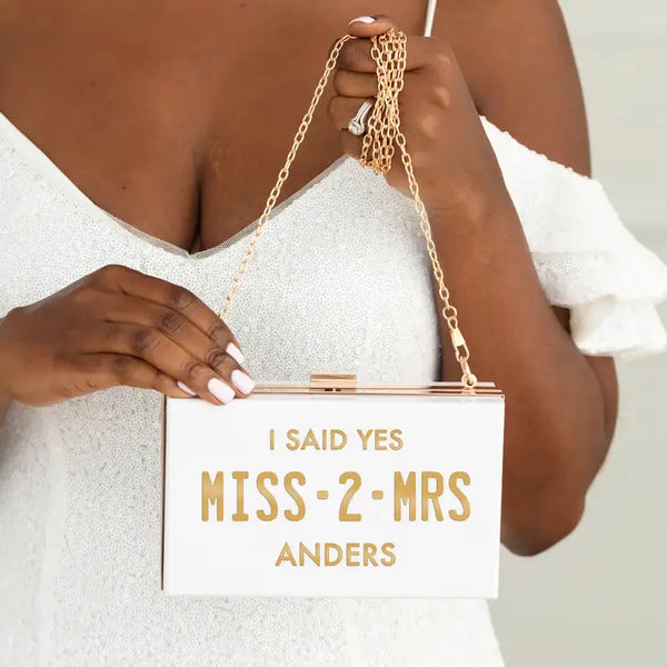 Personalized Acrylic Box Clutch - Miss 2 Mrs