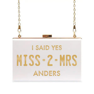 Personalized Acrylic Box Clutch - Miss 2 Mrs