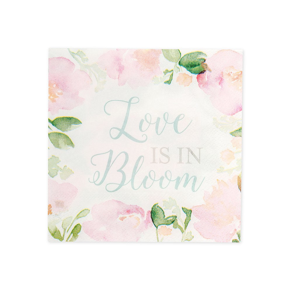 Cute Special Occasion Paper Party Napkins - Love Is In Bloom - Set Of 20