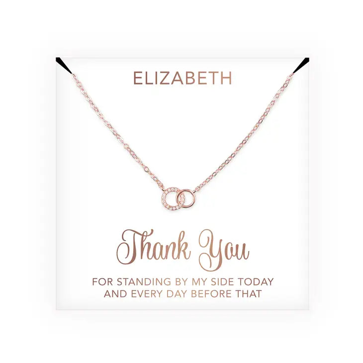 Personalized Bridal Party Pendant Necklace - Thank You Script