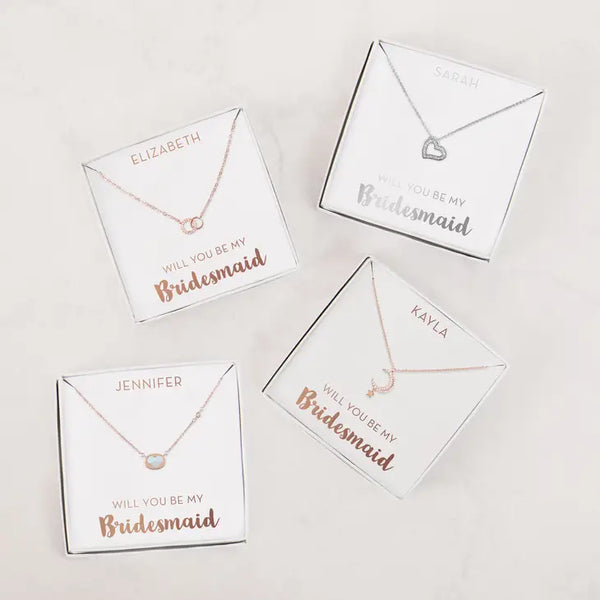 Personalized Bridal Party Pendant Necklace - Be My Bridesmaid