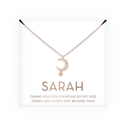 Personalized Bridal Party Pendant Necklace - Thank You