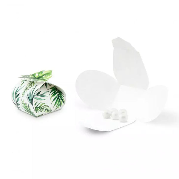 Uniquely Shaped Paper Wedding Favor Boxes - Palm Leaf - Set Of 10