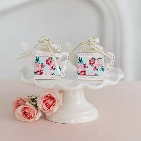 Uniquely Shaped Paper Wedding Favor Boxes - Teapot - Set Of 10