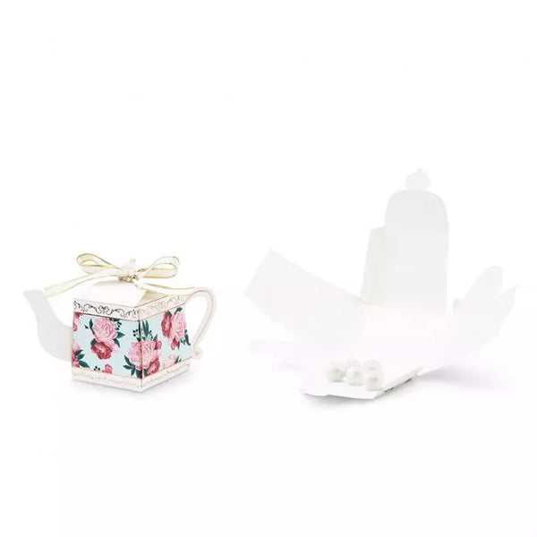 Uniquely Shaped Paper Wedding Favor Boxes - Teapot - Set Of 10