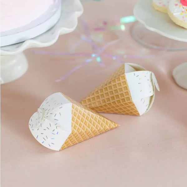 Uniquely Shaped Paper Wedding Favor Boxes - Ice Cream Cone - Set Of 10