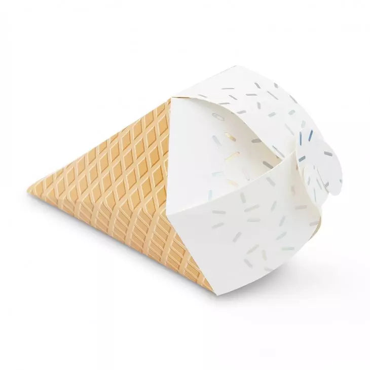 Uniquely Shaped Paper Wedding Favor Boxes - Ice Cream Cone - Set Of 10