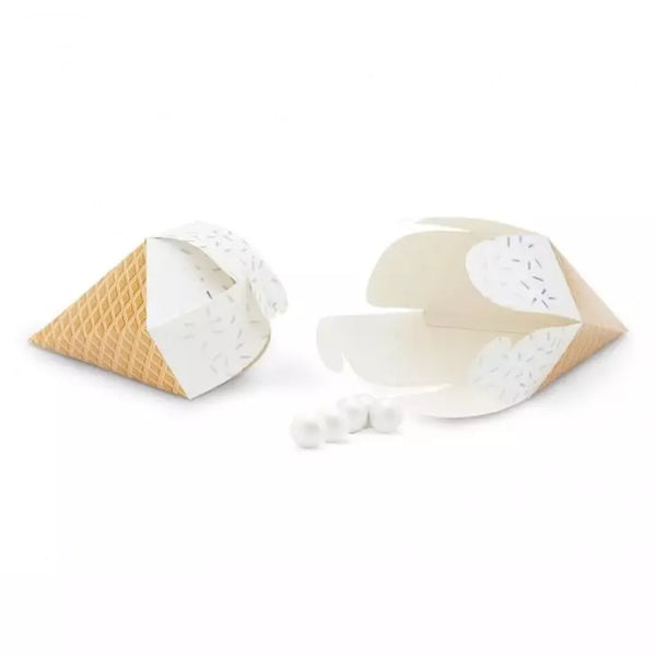 Uniquely Shaped Paper Wedding Favor Boxes - Ice Cream Cone - Set Of 10