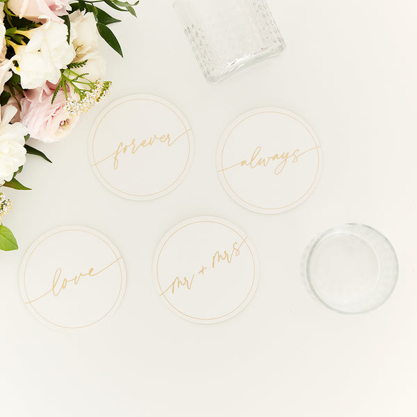 Round Paper Drink Coasters - Mr And Mrs Collection - Set Of 12