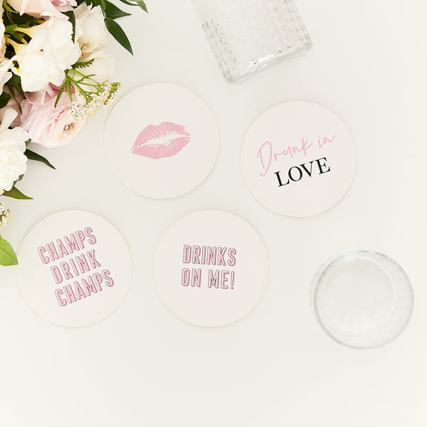 Round Paper Drink Coasters - Bachelorette Collection - Set Of 12