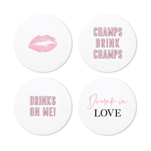 Round Paper Drink Coasters - Bachelorette Collection - Set Of 12