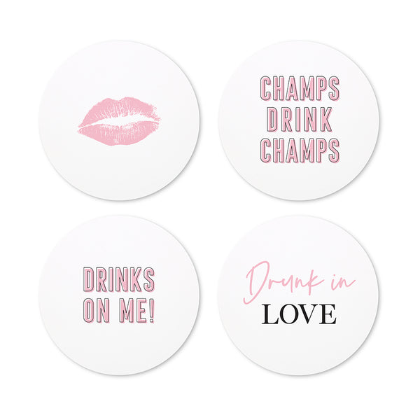 Round Paper Drink Coasters - Bachelorette Collection - Set Of 12