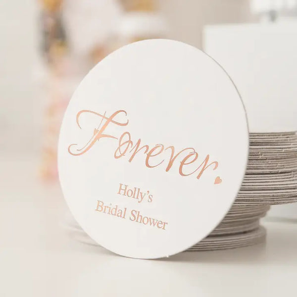 Personalized Paper Coasters - Round - Bridal Shower