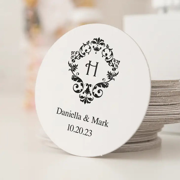 Personalized Paper Coasters - Round - Monograms