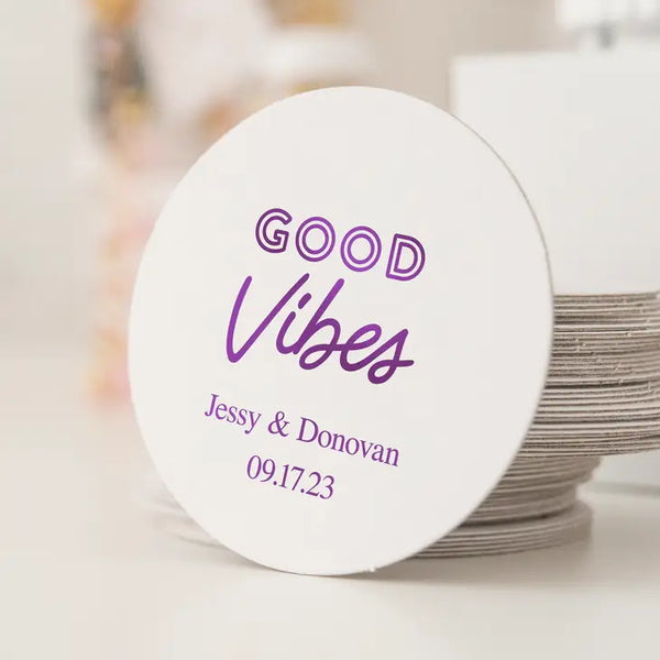 Personalized Paper Coasters - Round - Trendy Sayings