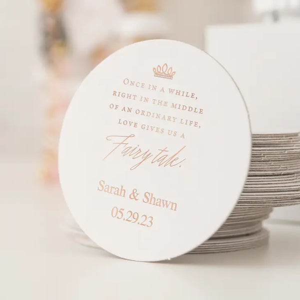 Personalized Paper Coasters - Round - Wedding