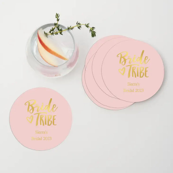 Personalized Paper Coasters - Round - Bridal Shower