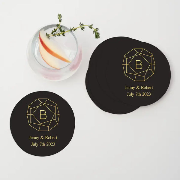 Personalized Paper Coasters - Round - Monograms