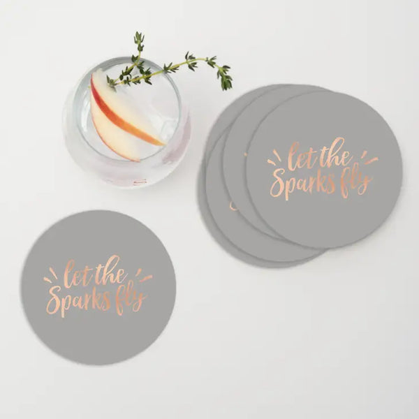 Personalized Paper Coasters - Round - Engagement Party