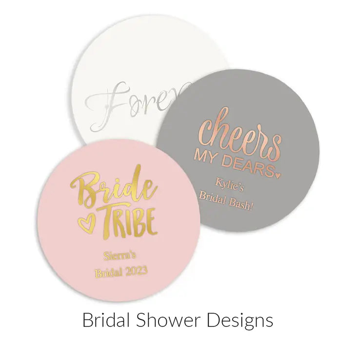 Personalized Paper Coasters - Round - Bridal Shower