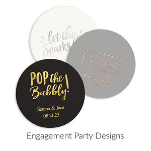 Personalized Paper Coasters - Round - Engagement Party