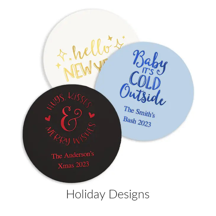 Personalized Paper Coasters - Round - Holiday