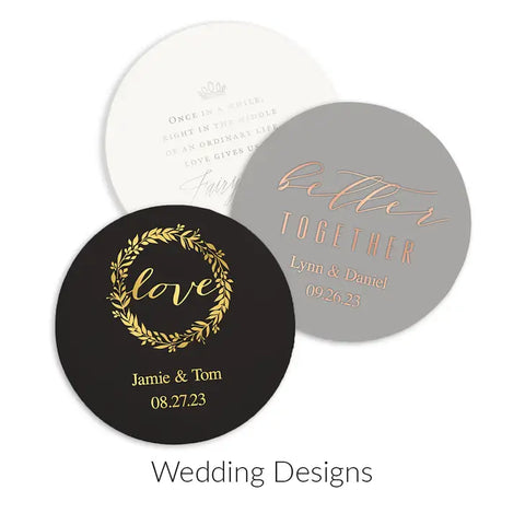 Personalized Paper Coasters - Round - Wedding