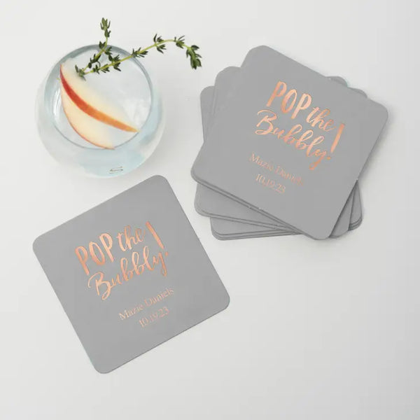 Personalized Paper Coasters - Square - Bachelorette