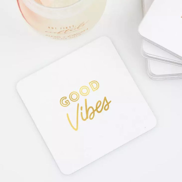 Personalized Paper Coasters - Square - Trendy Sayings