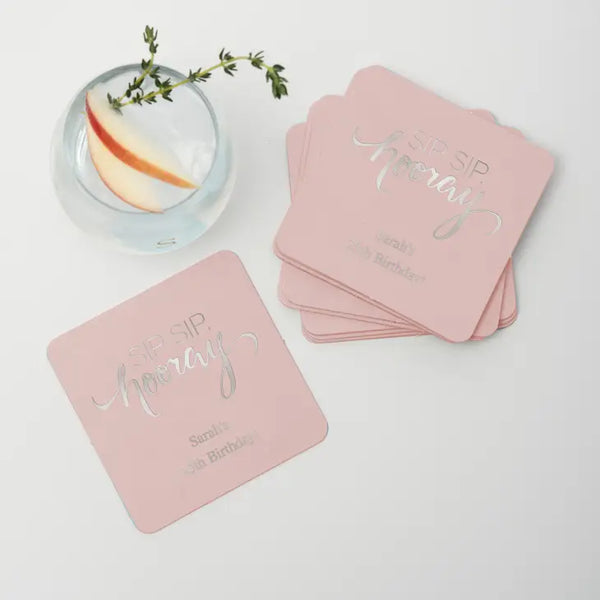 Personalized Paper Coasters - Square - Birthday