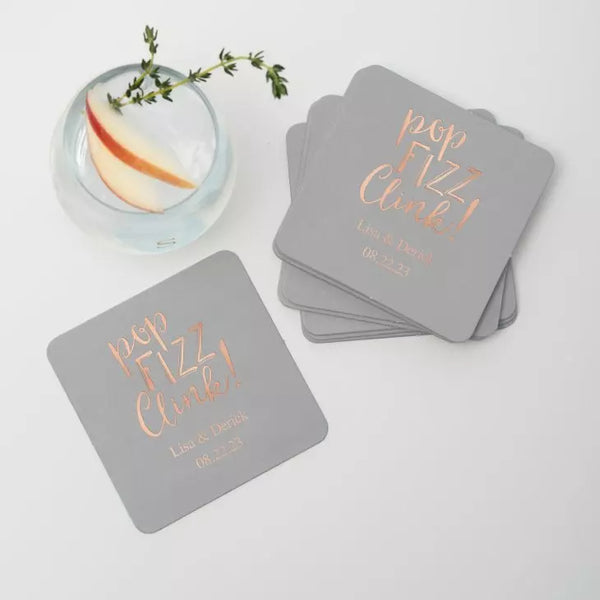 Personalized Paper Coasters - Square - Trendy Sayings