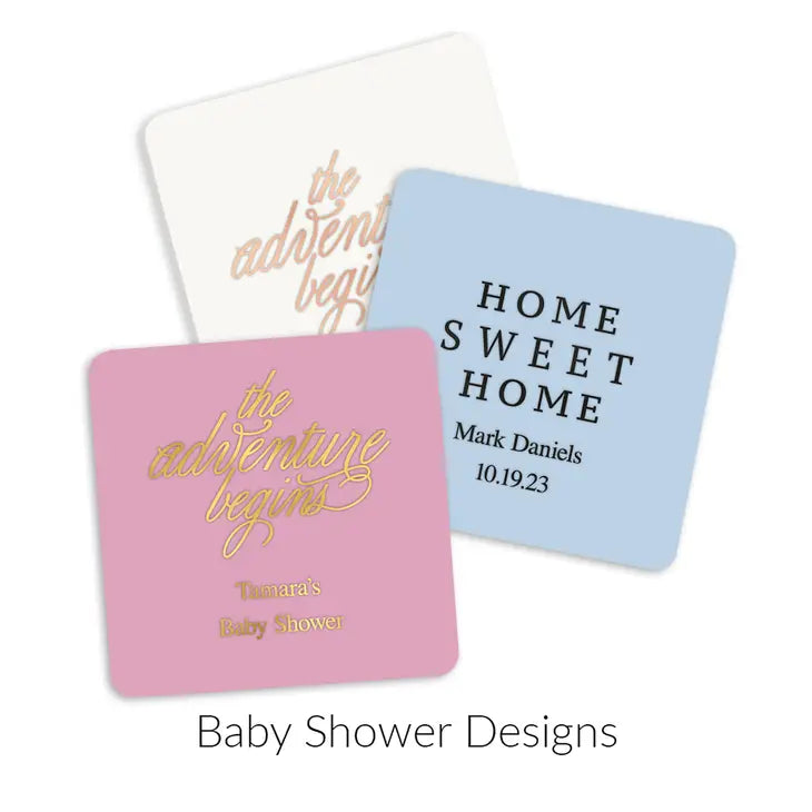 Personalized Paper Coasters - Square - Baby Shower