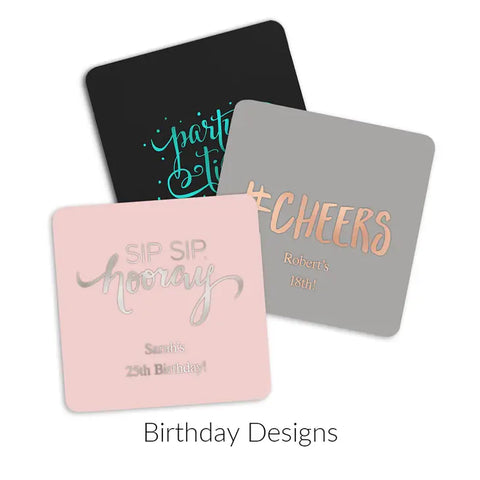 Personalized Paper Coasters - Square - Birthday