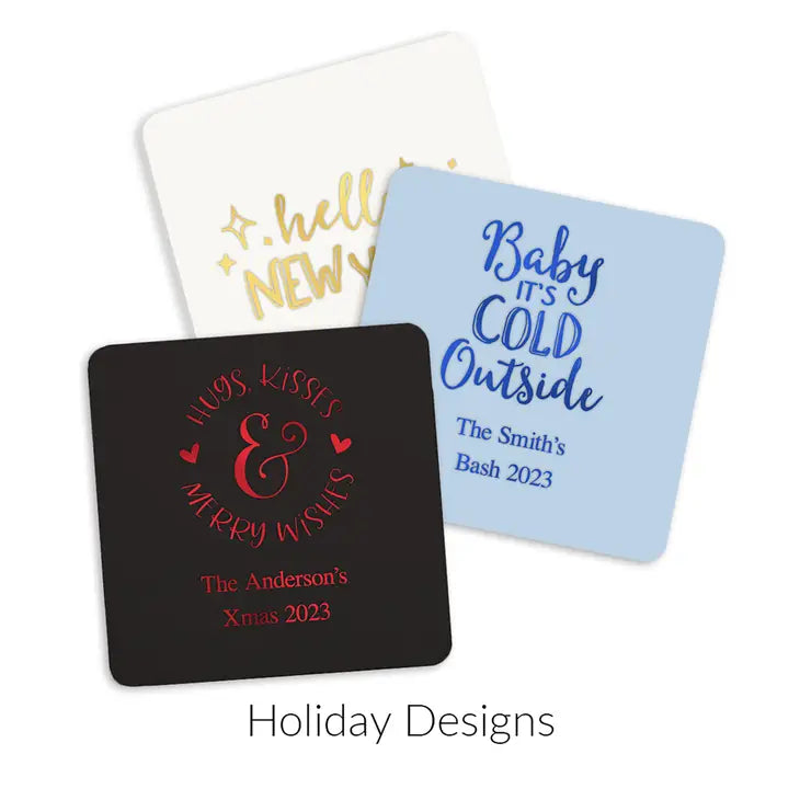 Personalized Paper Coasters - Square - Holiday