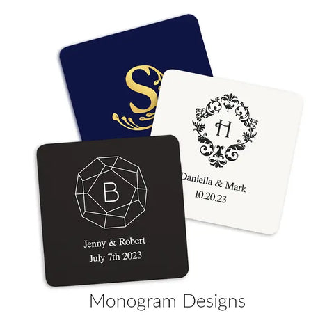 Personalized Paper Coasters - Square - Monograms