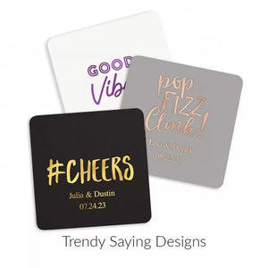 Personalized Paper Coasters - Square - Trendy Sayings