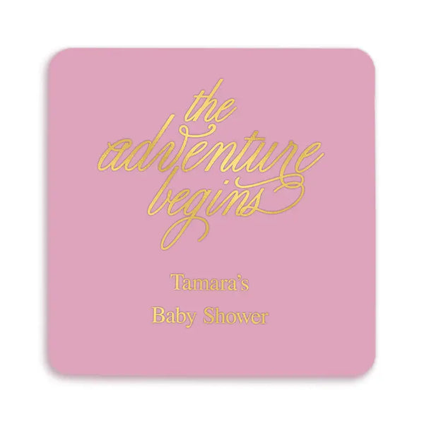 Personalized Paper Coasters - Square - Baby Shower