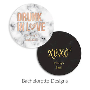 Personalized Marble Paper Coasters - Round - Bachelorette