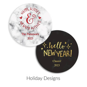 Personalized Marble Paper Coasters - Round - Holiday