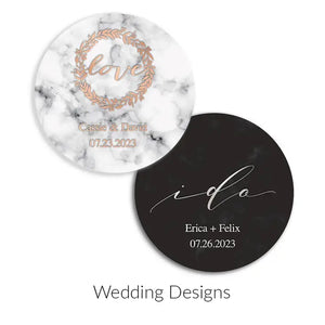 Personalized Marble Paper Coasters - Round - Wedding