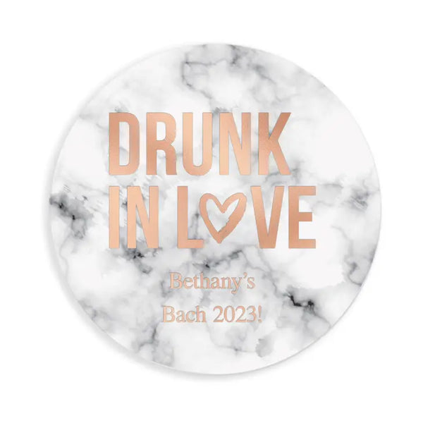 Personalized Marble Paper Coasters - Round - Bachelorette