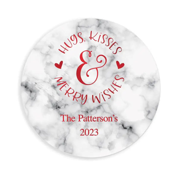 Personalized Marble Paper Coasters - Round - Holiday