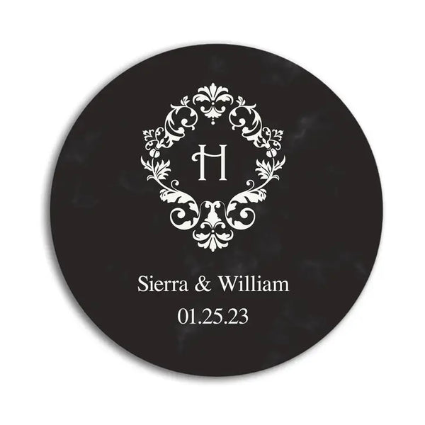 Personalized Marble Paper Coasters - Round - Monograms