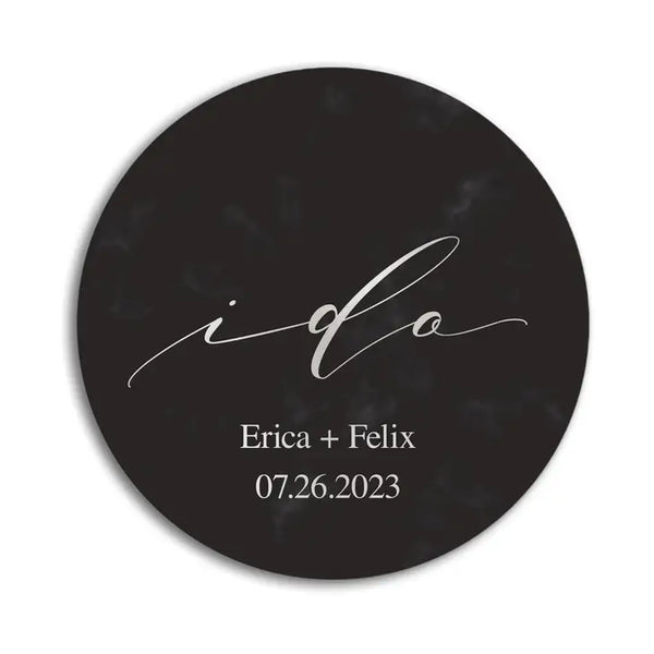 Personalized Marble Paper Coasters - Round - Wedding