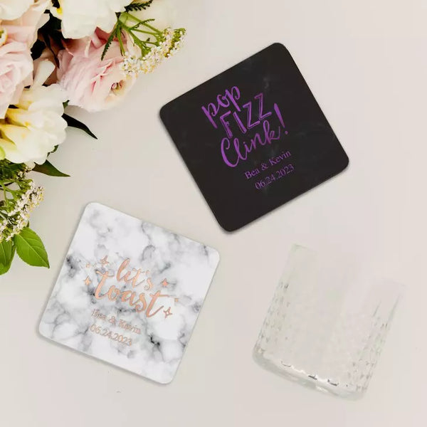 Personalized Marble Paper Coasters - Square - Trendy Sayings